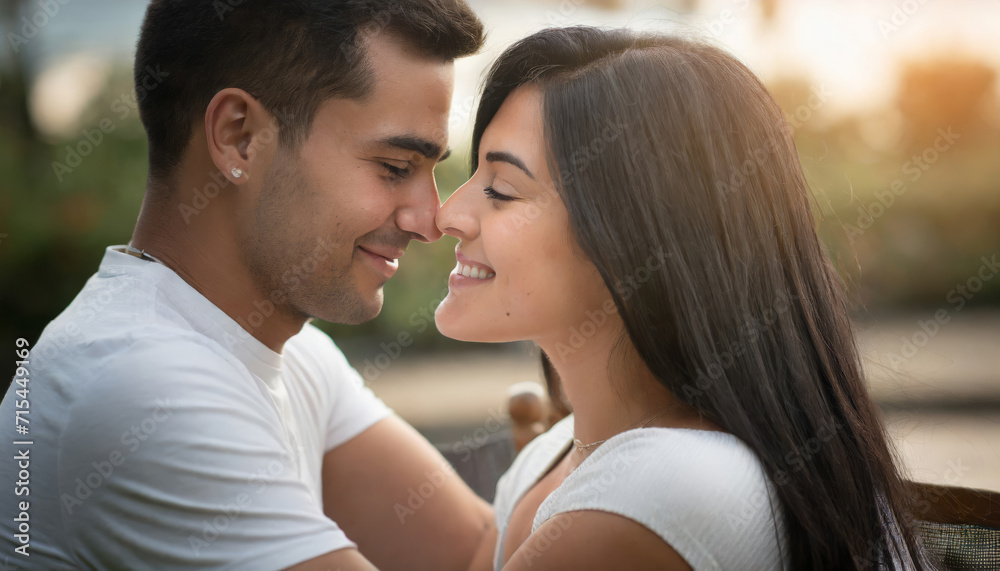 Affectionate Couple Enjoying a Romantic Summer Vacation Outdoors