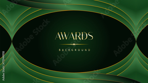 Green golden award graphic background. Elegant luxury corporate modern template. Trophy banner flyer certificate. Vector illustration design.