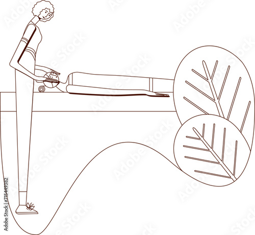 Relaxation massage and full-body treatment with professional massage therapist in spa. Design concept. Contour drawing. Isolated vector illustration.