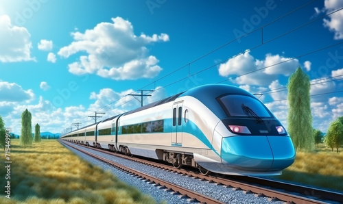 High-speed rail train travel Fast modern transportation Futuristic technology concept The Future of Mobility: Embracing High-Speed Rail for Modern Transportation.