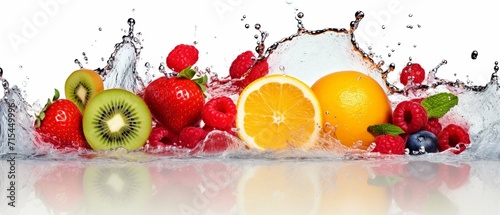 Fruits with water splash isolated on a white background photography