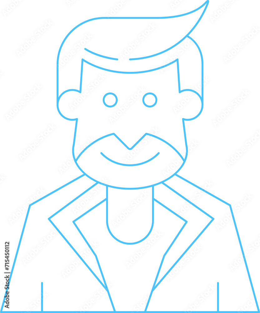 Beard Man Character Thin Line Icon