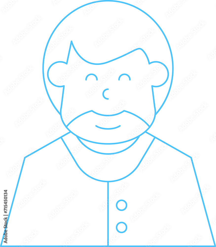 Beard Man Character Thin Line Icon Beard Man Character Thin Line Icon