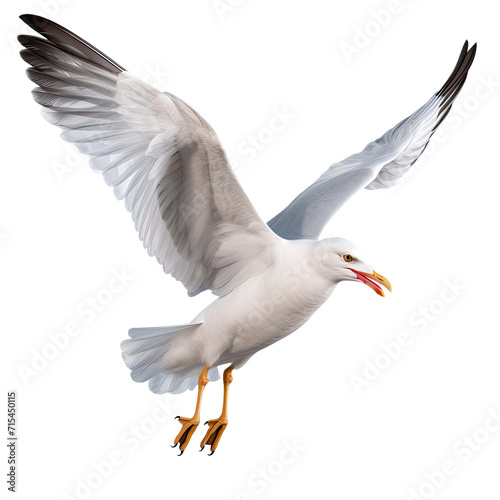 Seagull isolated on the transparent background.
