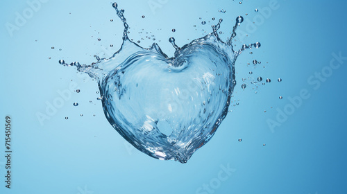 Blue water heart. Illustration on blue background