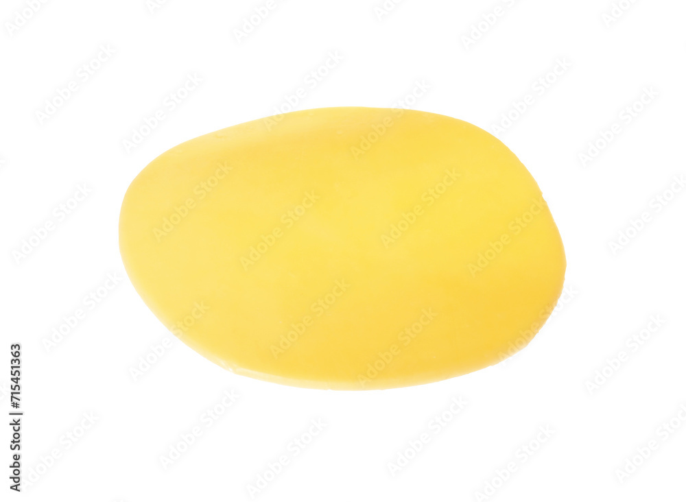 Slice of tasty cheese isolated on white