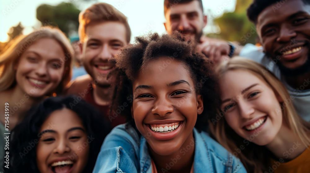 diversity and smiling happiness in a group