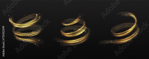 Golden powder and sparks realistic vector illustration set