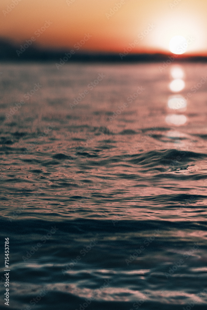 Atlantic Ocean in Asturias, Spain at sunset