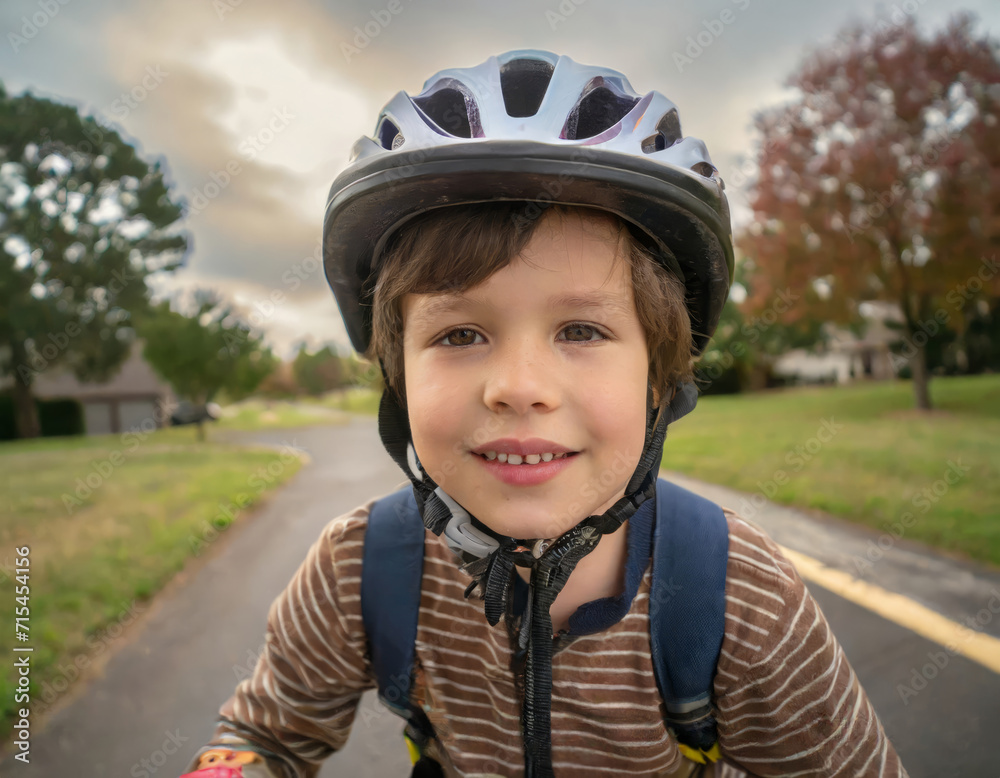 Active Young Boy Enjoying a Summer Bicycle Ride in the Park Active Young Boy Enjoying a Summer Bicycle Ride in the Park