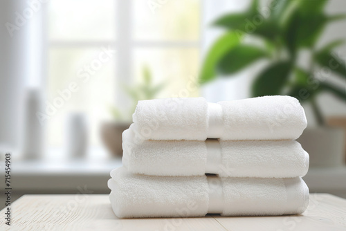 Stack of White Towels on Table