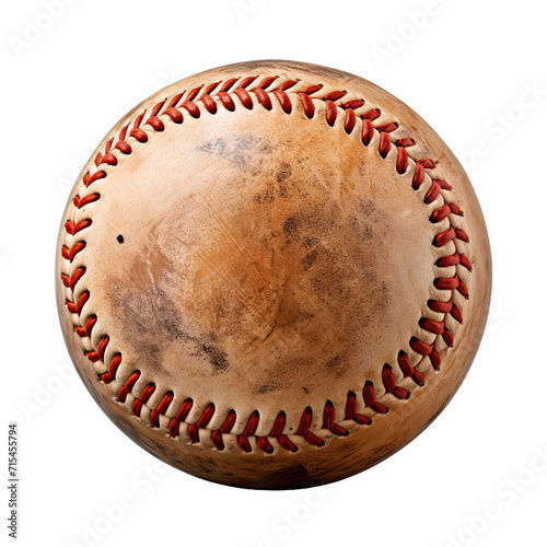 Used baseball isolated on transparent background