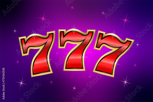 777 is a winning number combination. Jackpot. Vector illustration on a festive background.