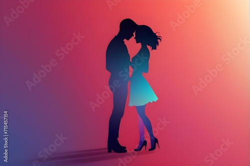 lovers shadow wallpaper illustration, valentine day concept