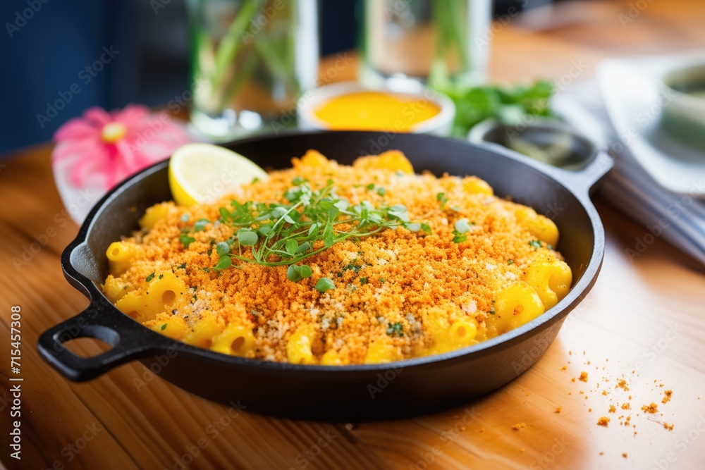 mac and cheese in cast iron skillet, oven fresh mac and cheese in cast iron skillet, oven fresh