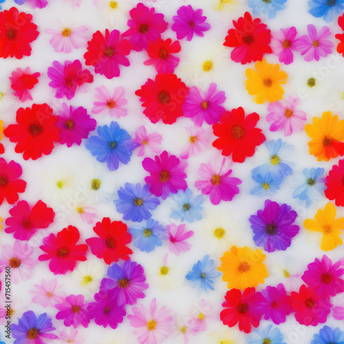 Flowers and ice. Abstract seamless pattern. AI generated.