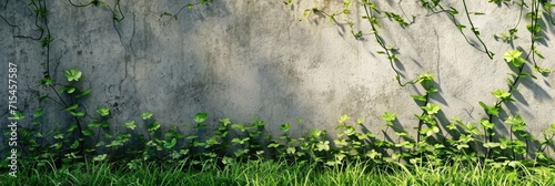 Green Leaf Cement Wall Background: Nature's Texture with Urban Flair