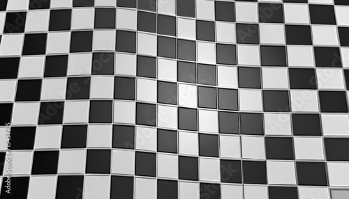 square black and white checkered abstract background with grey b