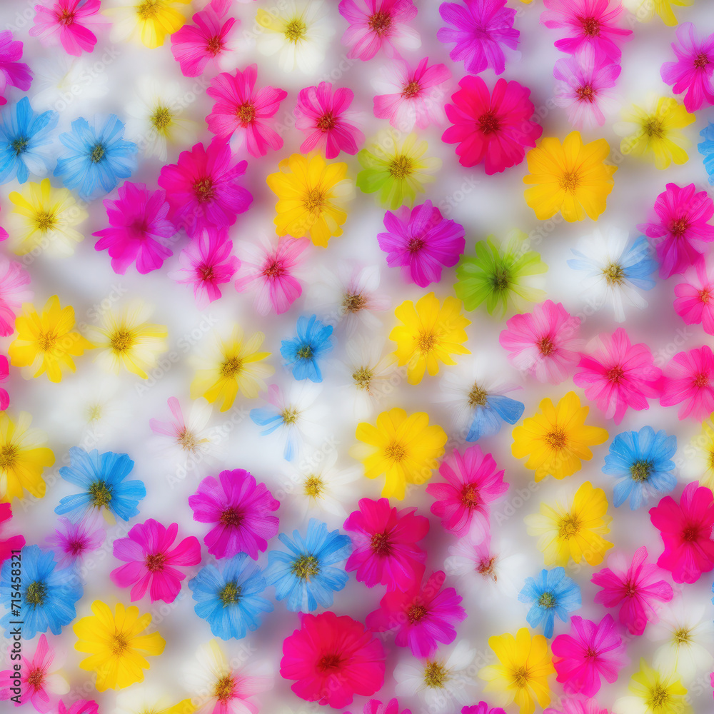 Flowers and ice. Abstract seamless pattern. AI generated.