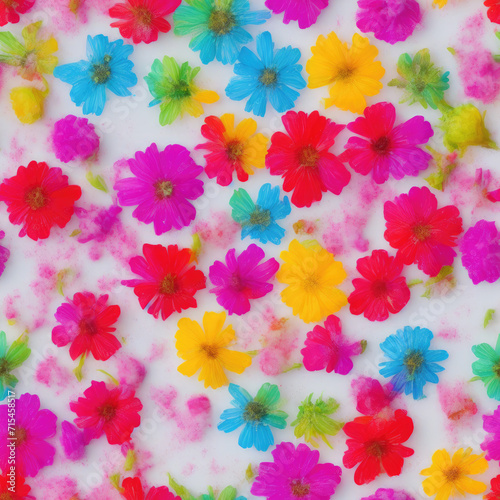 Flowers and ice. Abstract seamless pattern. AI generated.