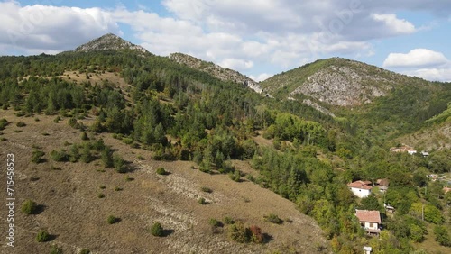 Amazing Autumn Landscape of Dragovski kamak Peak at Greben Mountain, known as Tran Matterhorn, Pernik Region, Bulgaria photo