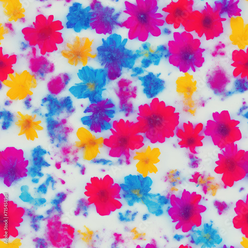 Flowers and ice. Abstract seamless pattern. AI generated.