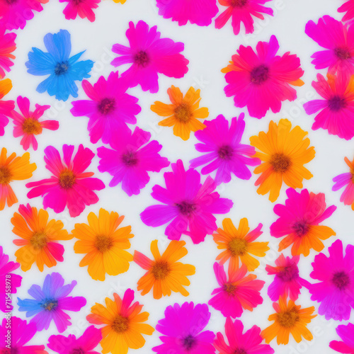 Flowers and ice. Abstract seamless pattern. AI generated.