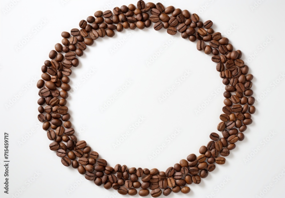 Top view of roasted coffee beans isolated on white background with copy space. Coffe beans with white space Top view of roasted coffee beans isolated on white background with copy space. Coffe beans with white space