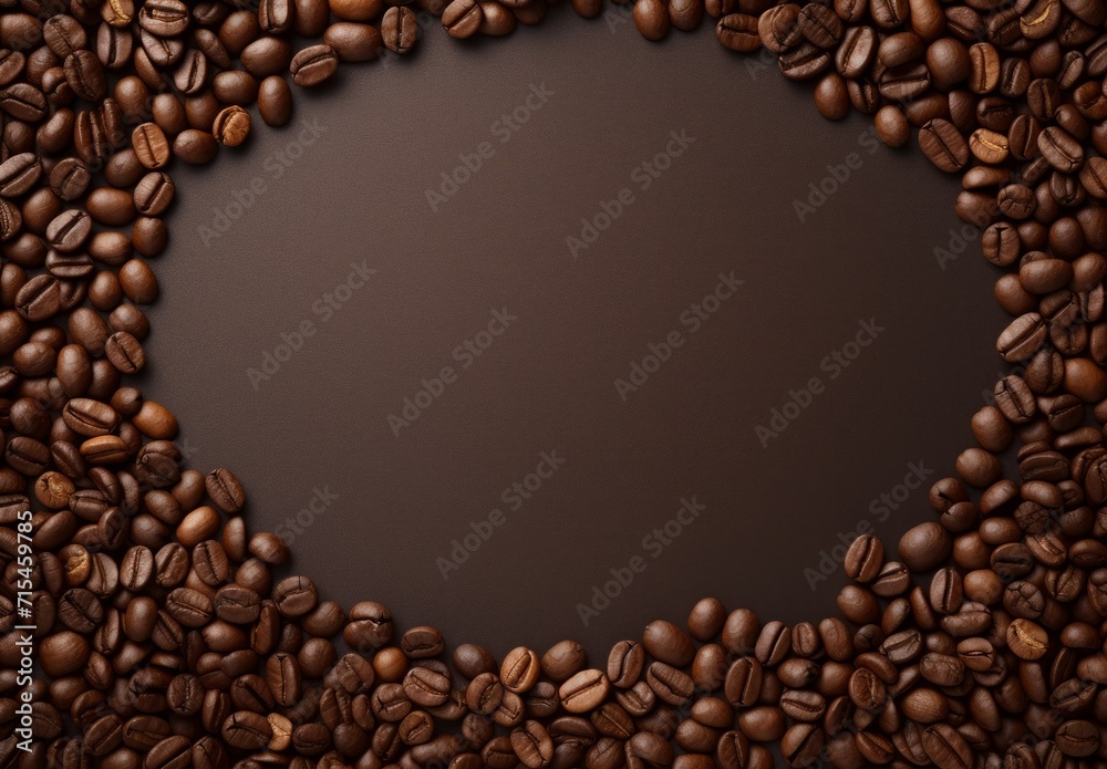 Top view of circle coffee beans on brown paper texture background Top view of circle coffee beans on brown paper texture background