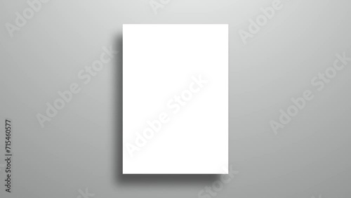 White Paper Blanks Moving with shadows on light grey background 4k.