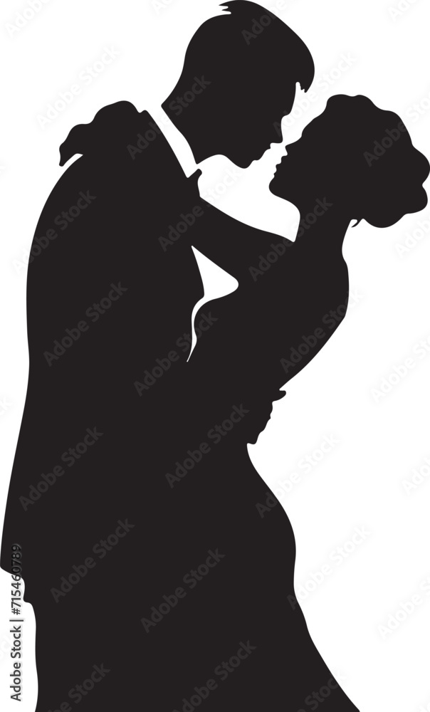 Romantic couple silhouette Illustrator line art design vector