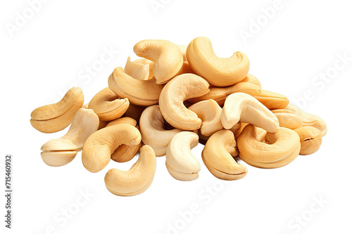 Roasted cashew nuts isolated on PNG Background. Generative Ai.
