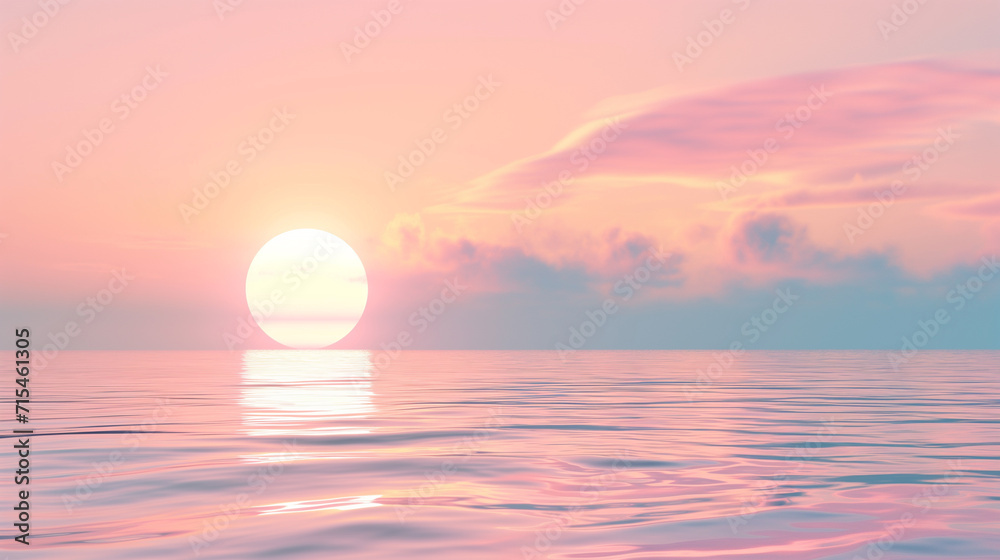 Incredibly beautiful sunset over the sea in soft pink tones