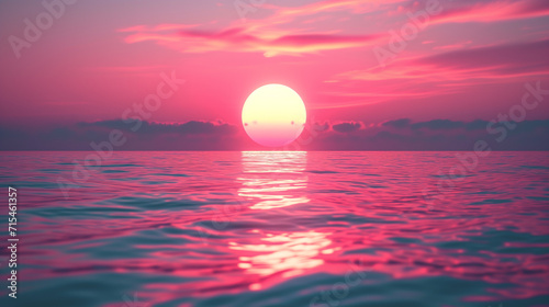 Incredibly beautiful sunset over the sea in soft pink tones © kazakova0684