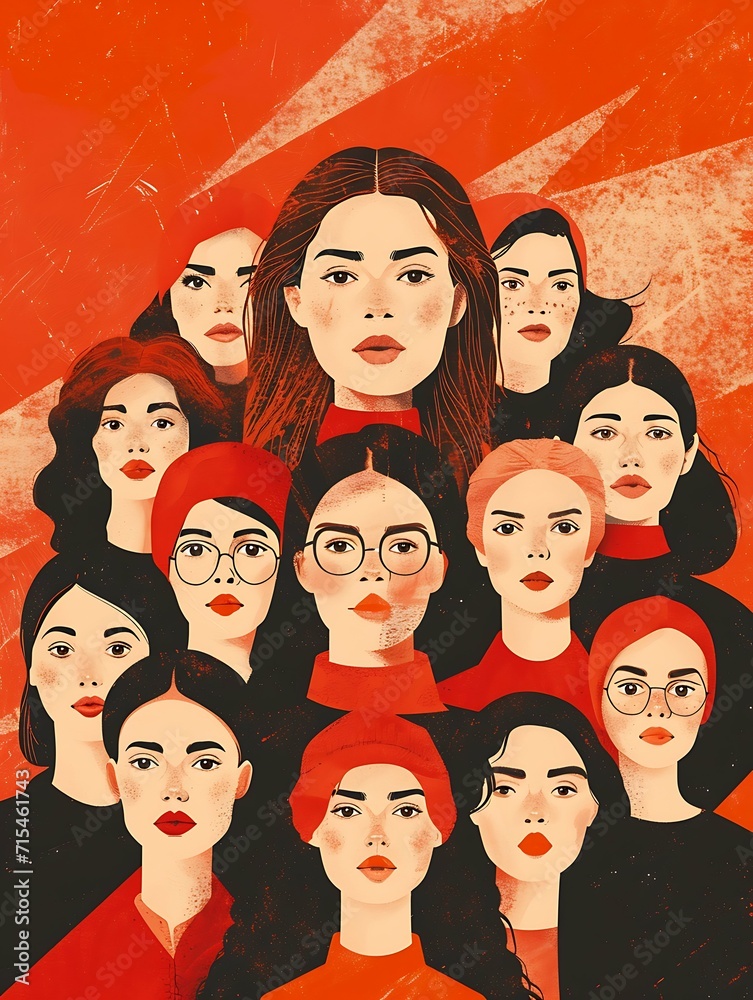 International Woman's day, 8th March wallpaper background, poster card illustration, beautiful women art