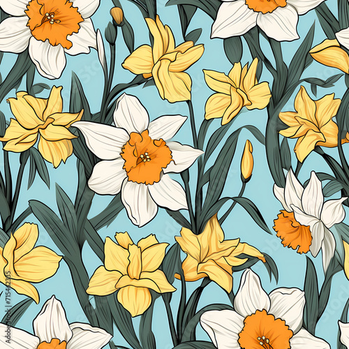 Daffodill Flowers background. Spring Flowers 