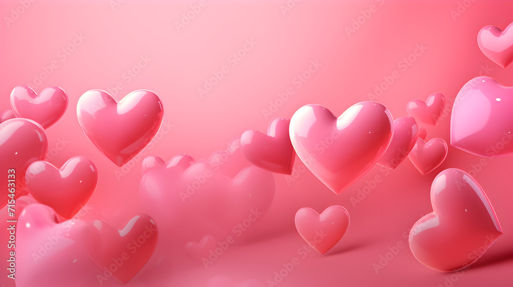 Valentine's day illustration with red hearts on pink background,,
Valentine Hearts Background Pro Vector