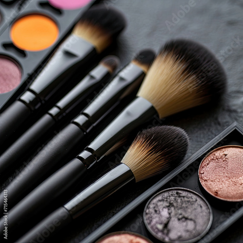 Makeup Brushes Collection on Table, Essential Tools for a Flawless Application