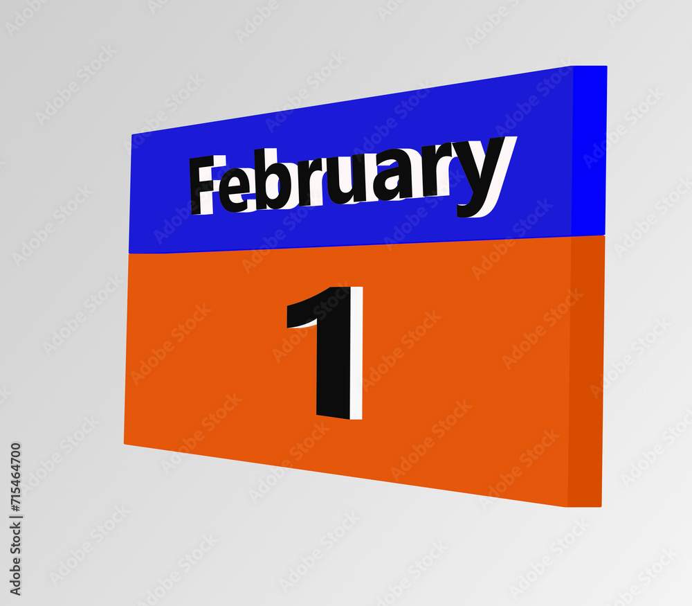 3d rendering of important days concept. February 1-5 th. Day 1-5 of month. Red date written and pinned on a calendar. Winter month, day of the year. Remind you an important event or possibility. 3d rendering of important days concept. February 1-5 th. Day 1-5 of month. Red date written and pinned on a calendar. Winter month, day of the year. Remind you an important event or possibility.