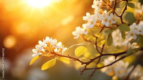 Radiant sunlight illuminates the scene, highlighting the allure of spring for promotional brilliance.