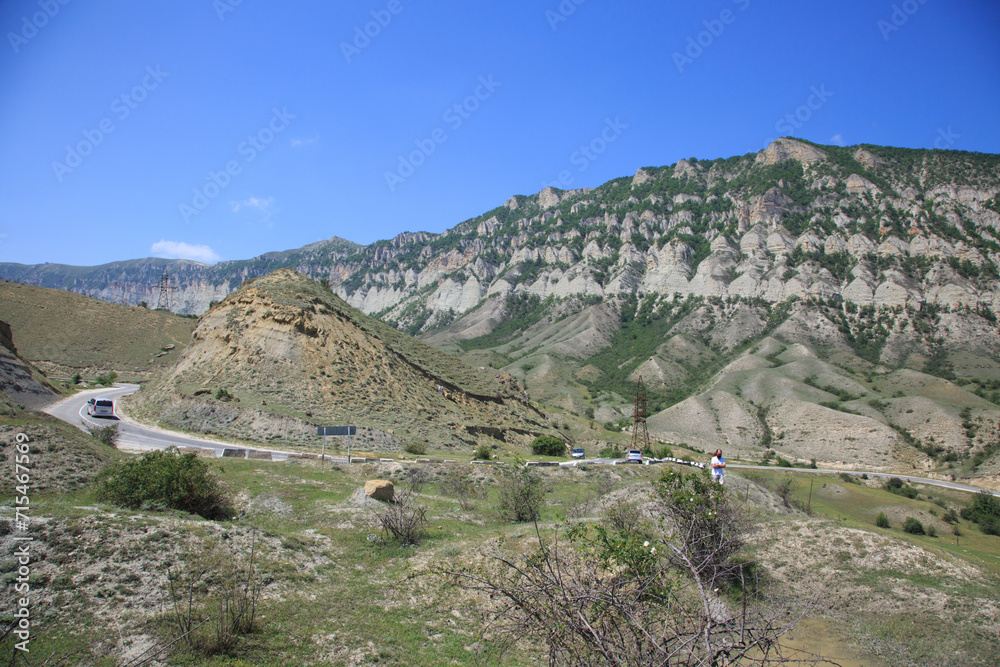 Mountain landscape of Dagestan on a clear day.