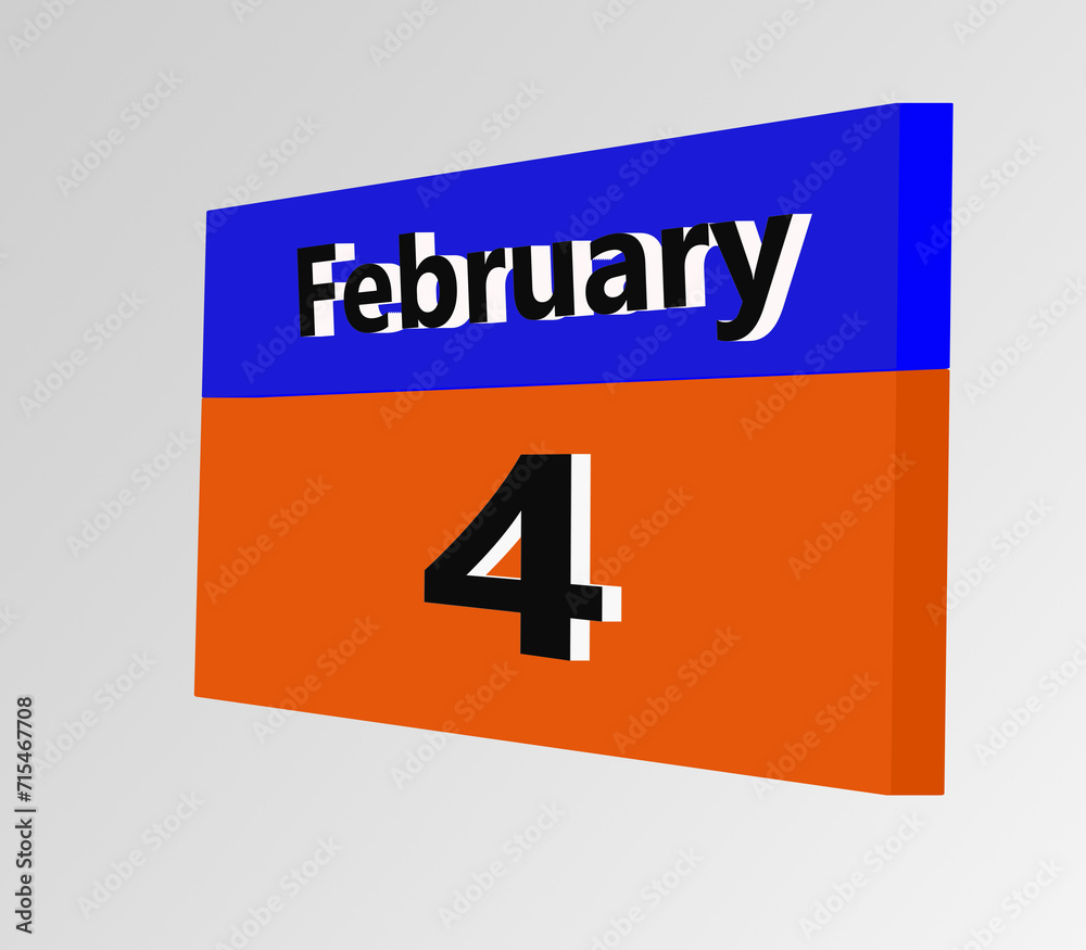 3d rendering of important days concept. February 1-5 th. Day 1-5 of month. Red date written and pinned on a calendar. Winter month, day of the year. Remind you an important event or possibility. 3d rendering of important days concept. February 1-5 th. Day 1-5 of month. Red date written and pinned on a calendar. Winter month, day of the year. Remind you an important event or possibility.