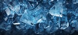 Clear blue ice texture with surface cracks   abstract winter background