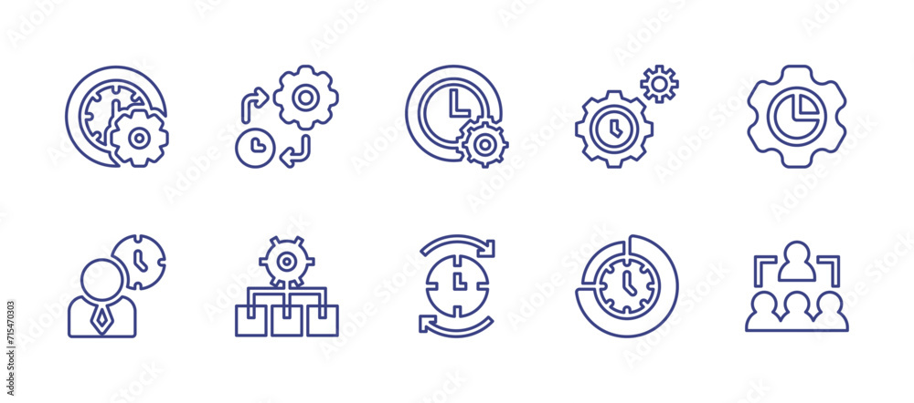 Manager line icon set. Editable stroke. Vector illustration. Containing time management, management, team management, product management.