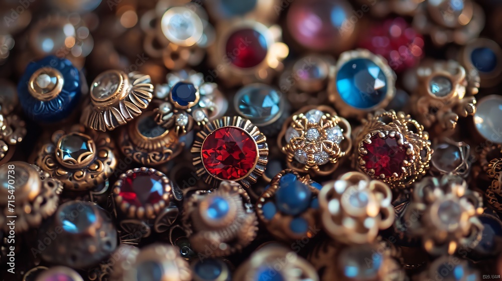 Vibrant gemstone patterns in intricate jewelry, highlighting exquisite details and colors. Vibrant gemstone patterns in intricate jewelry, highlighting exquisite details and colors.