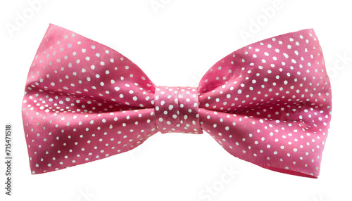 Pink polka doted bow tie isolated on transparent background. Clipping path included.