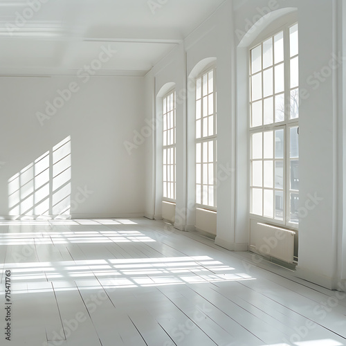 white room sunlight reflections  in the style of minimalist graphic designer  light-filled