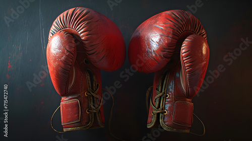 Red Boxing gloves on field 