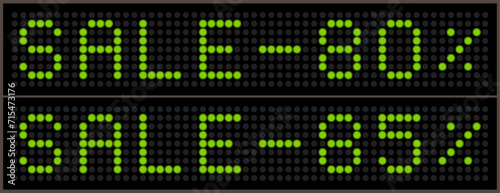 set of led displays with the words Sale 80 and 85 percent
