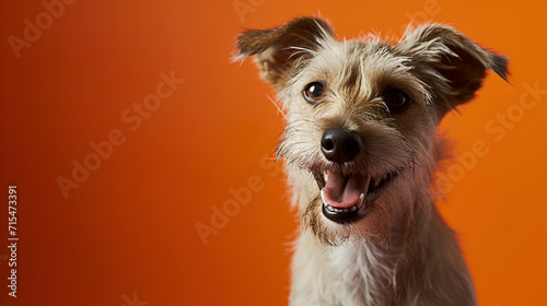 Cute shih tzu dog on mustard background ai generative